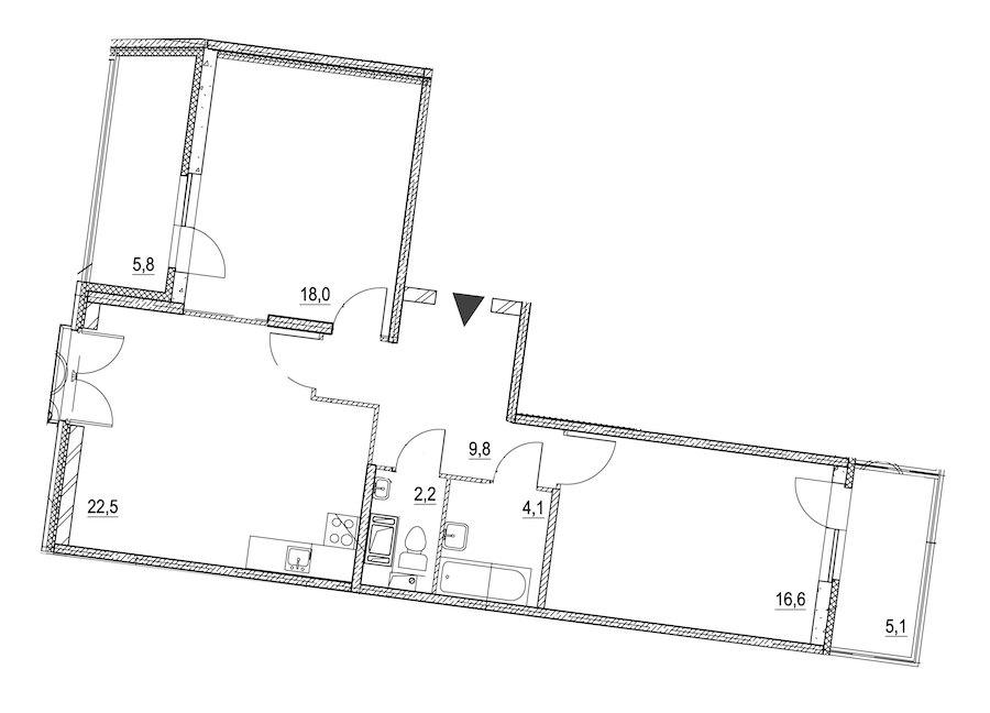 2-комнатная квартира 78.4 м², 6/8 эт., ЖК «Квартал Che»